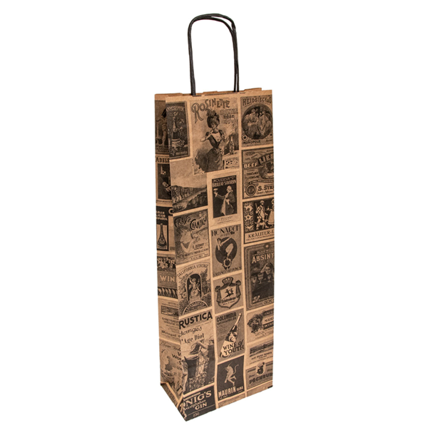 Garcia de pou BOLSAS SOS CON ASAS 1 BOTELLA 'BACCHUS' 100 G/M2 14+8x40 CM NATURAL KRAFT (250 UNID.)