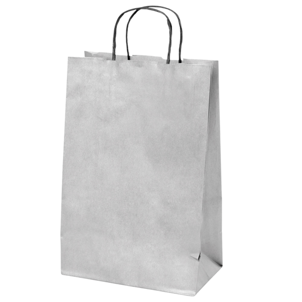 Garcia de pou BOLSAS SOS CON ASAS 2 BOTELLAS 100 G/M2 18+10x39 CM PLATEADO KRAFT (250 UNID.)