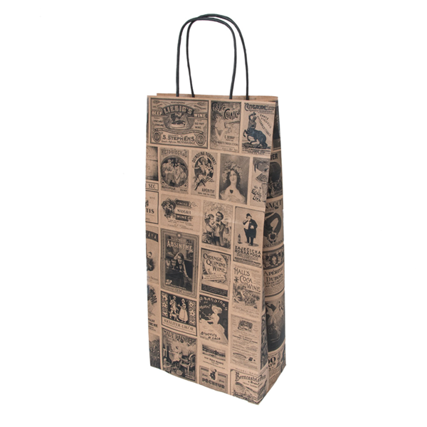 Garcia De Pou BOLSAS SOS CON ASAS 2 BOTELLAS 'BACCHUS' 100 G/M2 18+10x39 CM NATURAL KRAFT (250 UNID.)