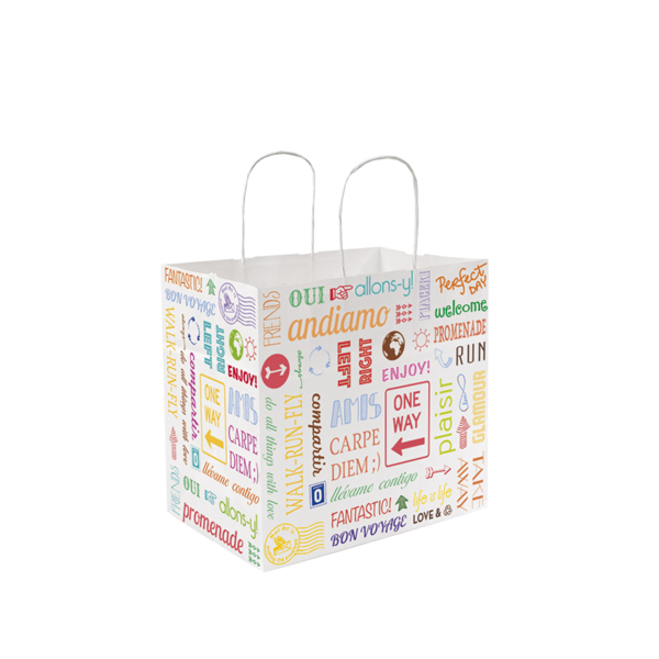 Garcia de pou BOLSAS SOS CON ASAS "TRAITEUR" 'PAROLE' 80 G/M2 26+17x24 CM BLANCO CELULOSA (250 UNID.)