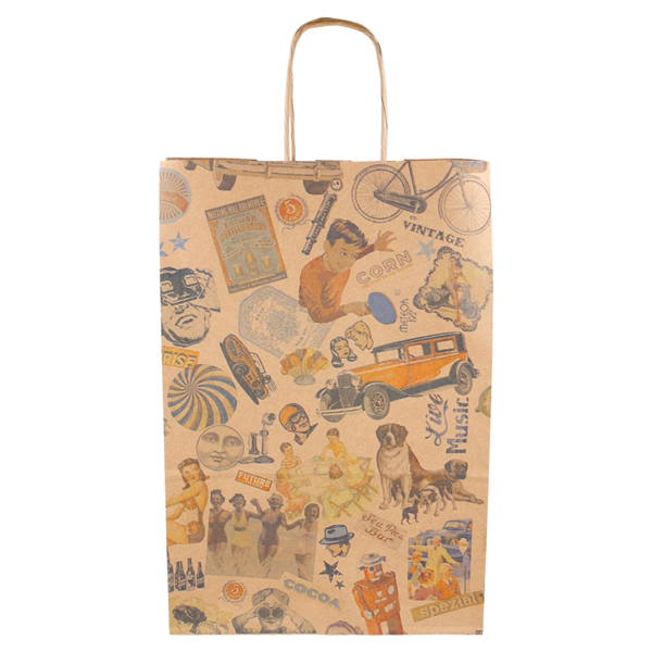 Garcia De Pou BOLSAS SOS CON ASAS 'VINTAGE' 80 G/M2 26+14x32 CM NATURAL KRAFT (250 UNID.)
