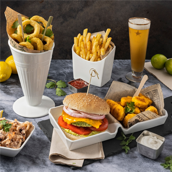 Garcia De Pou CAJA HAMBURGUESA 26x13 7x3 4 CM BLANCO PORCELANA (6 UNID.)