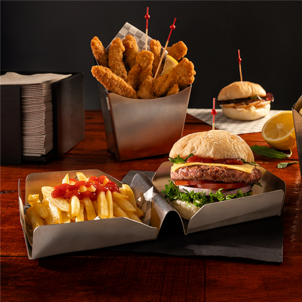 Garcia De Pou CAJA HAMBURGUESA 'ARTINOX' 25 2x13x3 CM PLATEADO INOX (12 UNID.)