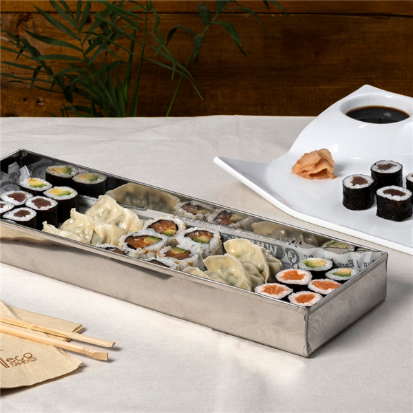 Garcia De Pou CAJA PARA BUFFET 'ARTINOX' 38 3x12 3x4 CM PLATEADO INOX (1 UNID.)