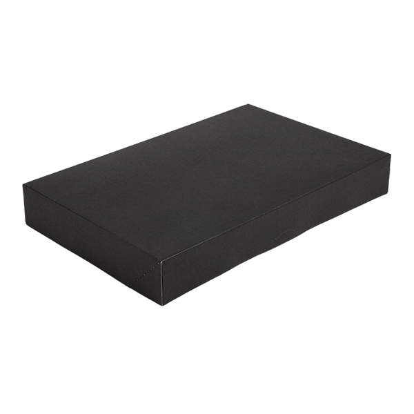 Garcia de pou CAJAS CATERING PLANA 'THEPACK' 310 G/M2 28x42x6 CM NEGRO CARTÓN ONDULADO NANO-MICRO (100 UNID.)