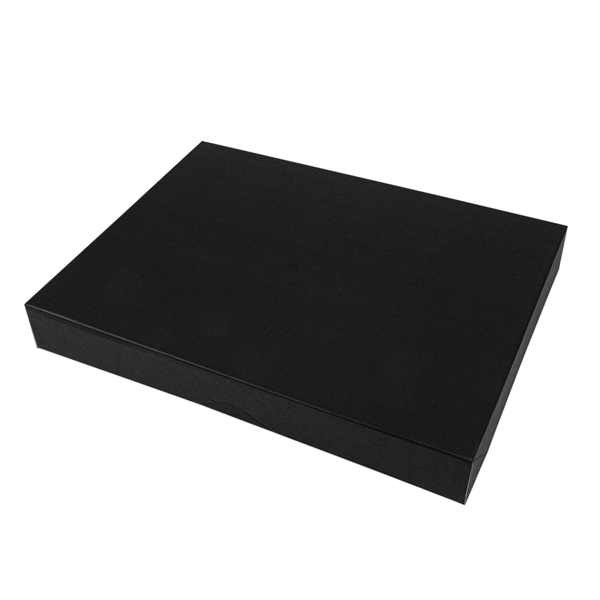 Garcia de pou CAJAS CATERING PLANA 'THEPACK' 310 G/M2 32x42x6 CM NEGRO CARTÓN ONDULADO NANO-MICRO (100 UNID.)