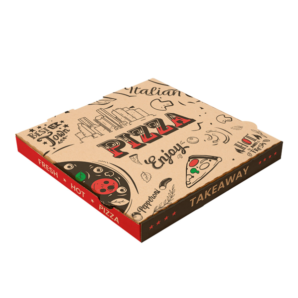Garcia de pou CAJAS DE PIZZA 'ENJOY PIZZA' 'THEPACK' 330 G/M2 29x29x3 8 CM NATURAL CARTÓN ONDULADO MICROCANAL (100 UNID.)