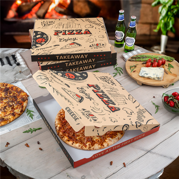 Garcia De Pou CAJAS DE PIZZA 'ENJOY PIZZA' 'THEPACK' 330 G/M2 32x32x3 8 CM NATURAL CARTÓN ONDULADO MICROCANAL (100 UNID.)