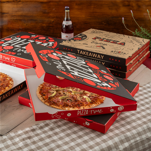 Garcia De Pou CAJAS DE PIZZA 'PIZZA TIME' 'THEPACK' 330 G/M2 29x29x3 8 CM BLANCO CARTÓN ONDULADO MICROCANAL (100 UNID.)