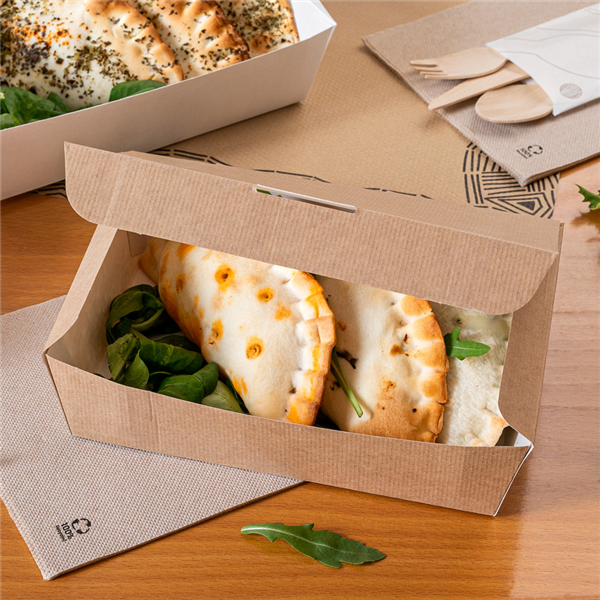 Garcia De Pou CAJAS "LUNCH BOX" TAPA 'THEPACK' 1500 ML (48 Oz) 220 G/M2 21x18x5 5 CM NATURAL CARTÓN ONDULADO NANO-MICRO (360 UNID.)