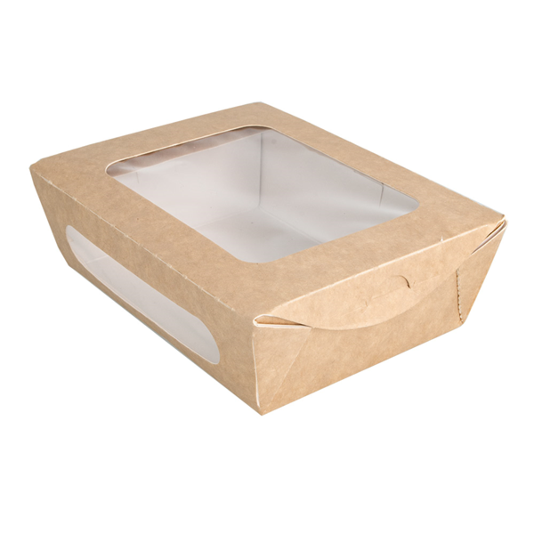 Garcia De Pou CAJAS PARA ENSALADA CON VENTANA 700 ML - 23 3 Oz 391 G/M2 + PE 16x12x5 CM MARRÓN CARTONCILLO (200 UNID.)