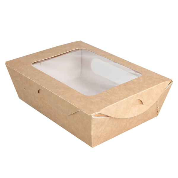 Garcia De Pou CAJAS PARA ENSALADA CON VENTANA 700 ML - 23 3 Oz 391 G/M2 + PE 16x12x5 CM MARRÓN CARTONCILLO (200 UNID.)