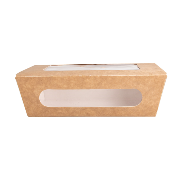 Garcia De Pou CAJAS PARA ENSALADA CON VENTANA 700 ML - 23 3 Oz 391 G/M2 + PE 16x12x5 CM MARRÓN CARTONCILLO (200 UNID.)