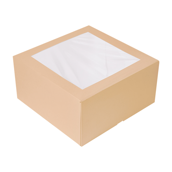 Garcia de pou CAJAS PASTELERÍA CON VENTANA 'THEPACK' 240 G/M2 + OPP 24x24x12 CM NATURAL CARTÓN ONDULADO NANO-MICRO (100 UNID.)