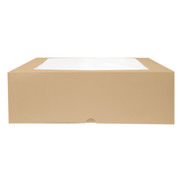 Garcia De Pou CAJAS PASTELERÍA CON VENTANA 'THEPACK' 240 G/M2 + OPP 32x32x10 CM NATURAL CARTÓN ONDULADO NANO-MICRO (100 UNID.)