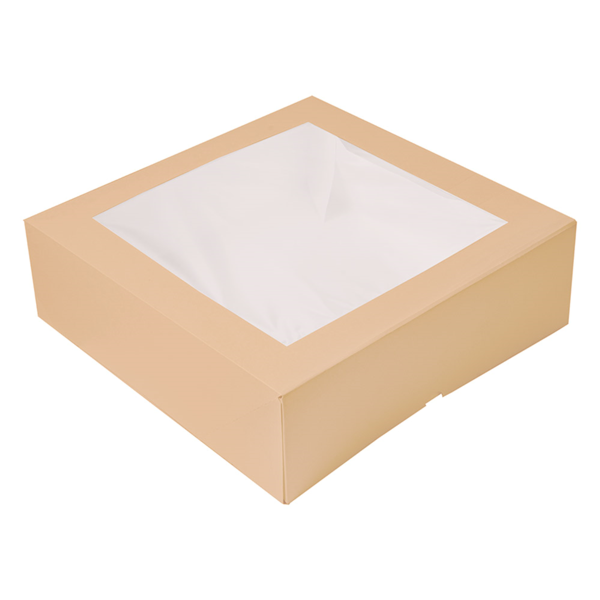 Garcia de pou CAJAS PASTELERÍA CON VENTANA 'THEPACK' 240 G/M2 + OPP 32x32x10 CM NATURAL CARTÓN ONDULADO NANO-MICRO (100 UNID.)