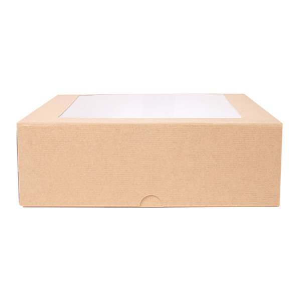 Garcia De Pou CAJAS PASTELERÍA CON VENTANA 'THEPACK' 240 G/M2 + OPP 23x23x7 5 CM NATURAL CARTÓN ONDULADO NANO-MICRO (200 UNID.)