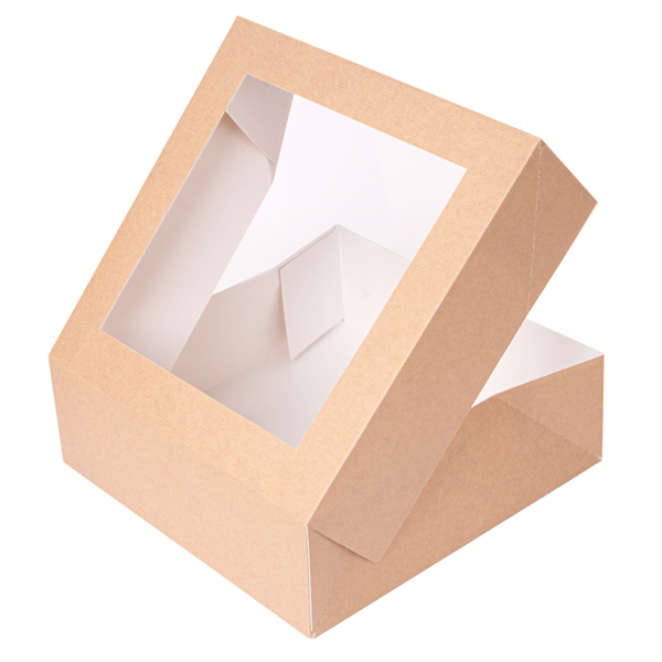 Garcia De Pou CAJAS PASTELERÍA CON VENTANA 'THEPACK' 240 G/M2 + OPP 23x23x7 5 CM NATURAL CARTÓN ONDULADO NANO-MICRO (200 UNID.)