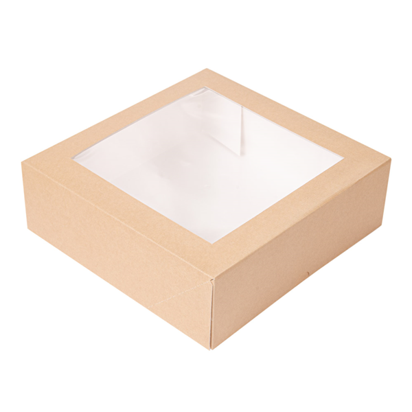 Garcia de pou CAJAS PASTELERÍA CON VENTANA 'THEPACK' 240 G/M2 + OPP 23x23x7 5 CM NATURAL CARTÓN ONDULADO NANO-MICRO (200 UNID.)