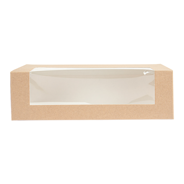 Garcia De Pou CAJAS PASTELERÍA CON VENTANA 'THEPACK' 240 G/M2 + OPP 26x11x8 CM NATURAL CARTÓN ONDULADO NANO-MICRO (300 UNID.)