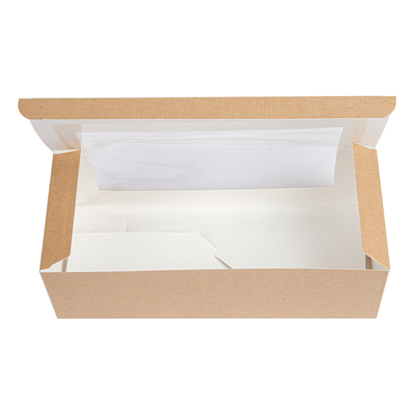 Garcia De Pou CAJAS PASTELERÍA CON VENTANA 'THEPACK' 240 G/M2 + OPP 26x11x8 CM NATURAL CARTÓN ONDULADO NANO-MICRO (300 UNID.)