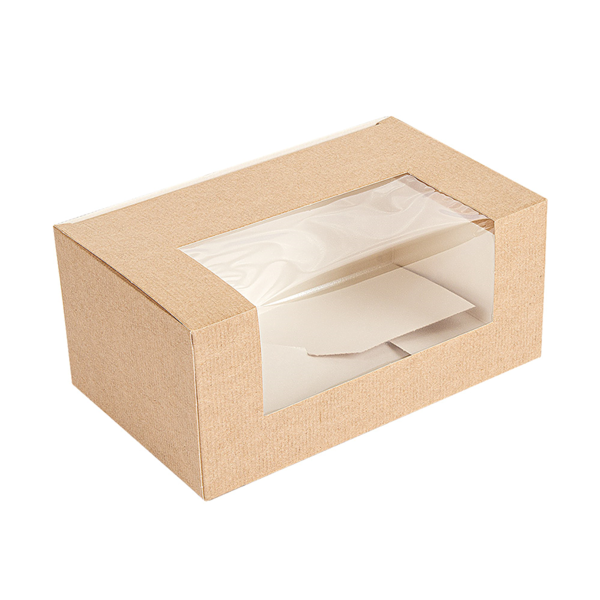 Garcia de pou CAJAS PASTELERÍA CON VENTANA 'THEPACK' 240 G/M2 + OPP 11x13x8 CM NATURAL CARTÓN ONDULADO NANO-MICRO (800 UNID.)