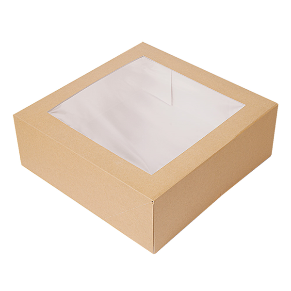 Garcia de pou CAJAS PASTELERÍA CON VENTANA 'THEPACK' 240 G/M2 + OPP 26x26x8 CM NATURAL CARTÓN ONDULADO NANO-MICRO (100 UNID.)