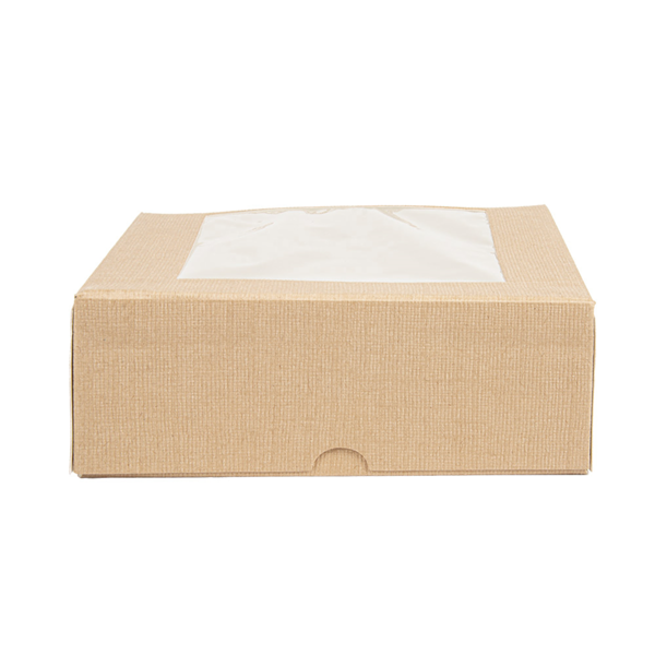 Garcia De Pou CAJAS PASTELERÍA CON VENTANA 'THEPACK' 240 G/M2 + OPP 18x18x7 5 CM NATURAL CARTÓN ONDULADO NANO-MICRO (200 UNID.)