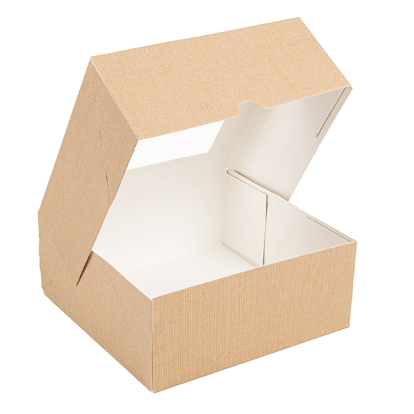 Garcia De Pou CAJAS PASTELERÍA CON VENTANA 'THEPACK' 240 G/M2 + OPP 18x18x7 5 CM NATURAL CARTÓN ONDULADO NANO-MICRO (200 UNID.)