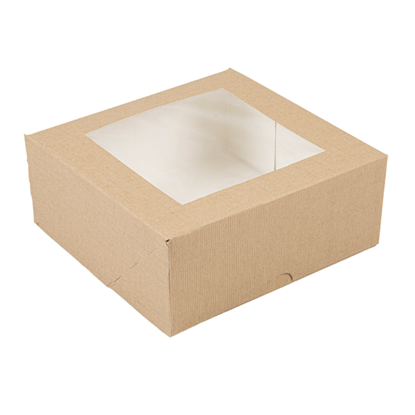 Garcia de pou CAJAS PASTELERÍA CON VENTANA 'THEPACK' 240 G/M2 + OPP 18x18x7 5 CM NATURAL CARTÓN ONDULADO NANO-MICRO (200 UNID.)