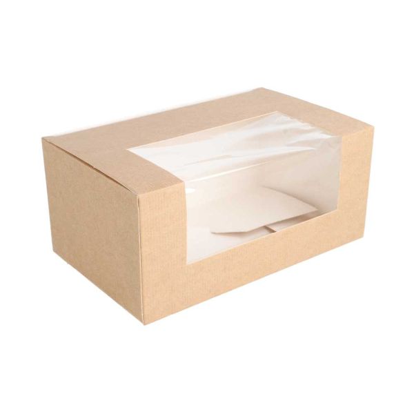 Garcia de pou CAJAS PASTELERÍA CON VENTANA 'THEPACK' 240 G/M2 + OPP 18x11x8 CM NATURAL CARTÓN ONDULADO NANO-MICRO (400 UNID.)
