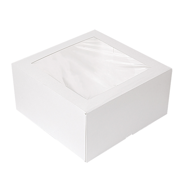 Garcia de pou CAJAS PASTELERÍA CON VENTANA 'THEPACK' 250 G/M2 + OPP 24x24x12 CM BLANCO CARTÓN ONDULADO NANO-MICRO (100 UNID.)