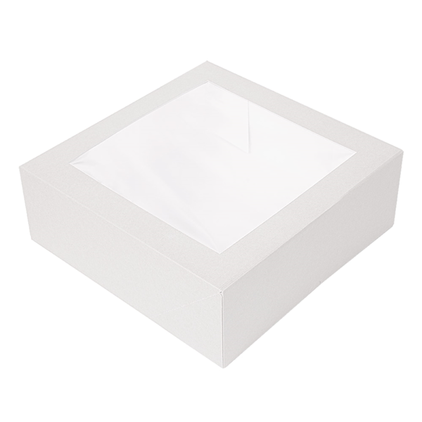 Garcia de pou CAJAS PASTELERÍA CON VENTANA 'THEPACK' 250 G/M2 + OPP 30x30x8 CM BLANCO CARTÓN ONDULADO NANO-MICRO (100 UNID.)