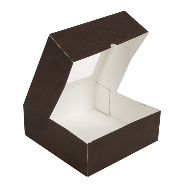 Garcia De Pou CAJAS PASTELERÍA CON VENTANA 'THEPACK' 250 G/M2 + OPP 28x28x10 CM CHOCOLATE CARTÓN ONDULADO NANO-MICRO (100 UNID.)