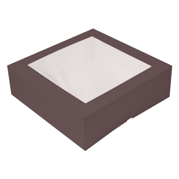 Garcia de pou CAJAS PASTELERÍA CON VENTANA 'THEPACK' 250 G/M2 + OPP 32x32x10 CM CHOCOLATE CARTÓN ONDULADO NANO-MICRO (100 UNID.)