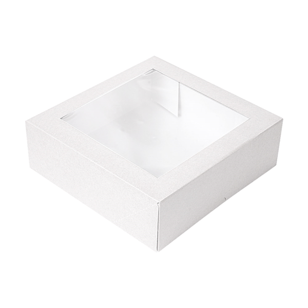 Garcia de pou CAJAS PASTELERÍA CON VENTANA 'THEPACK' 250 G/M2 + OPP 23x23x7 5 CM BLANCO CARTÓN ONDULADO NANO-MICRO (200 UNID.)