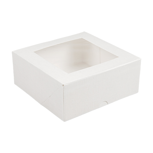 Garcia de pou CAJAS PASTELERÍA CON VENTANA 'THEPACK' 250 G/M2 + OPP 18x18x7 5 CM BLANCO CARTÓN ONDULADO NANO-MICRO (200 UNID.)