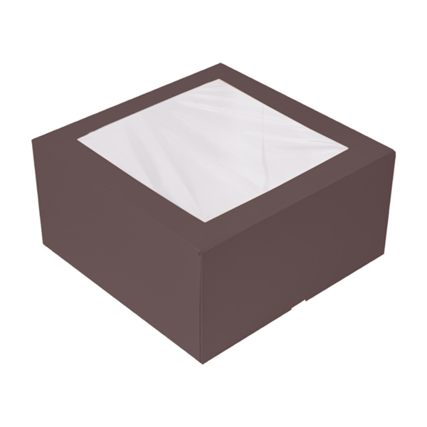 Garcia de pou CAJAS PASTELERÍA CON VENTANA 'THEPACK' 250 G/M2 + OPP 24x24x12 CM CHOCOLATE CARTÓN ONDULADO NANO-MICRO (100 UNID.)