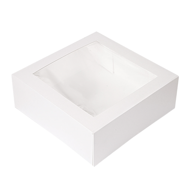 Garcia de pou CAJAS PASTELERÍA CON VENTANA 'THEPACK' 250 G/M2 + OPP 28x28x10 CM BLANCO CARTÓN ONDULADO NANO-MICRO (100 UNID.)