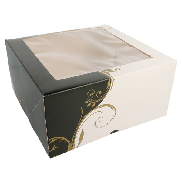 Garcia De Pou CAJAS PASTELERÍA CON VENTANA 'THEPACK CLASSIC' 250 G/M2 24x24x12 CM BLANCO CARTÓN ONDULADO NANO-MICRO (100 UNID.)