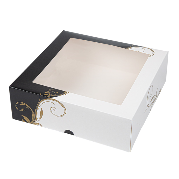 Garcia De Pou CAJAS PASTELERÍA CON VENTANA 'THEPACK CLASSIC' 250 G/M2 23x23x7 5 CM BLANCO CARTÓN ONDULADO NANO-MICRO (200 UNID.)
