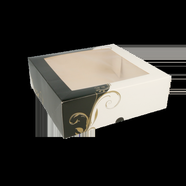 Garcia de pou CAJAS PASTELERÍA CON VENTANA 'THEPACK CLASSIC' 250 G/M2 23x23x7 5 CM BLANCO CARTÓN ONDULADO NANO-MICRO (200 UNID.)