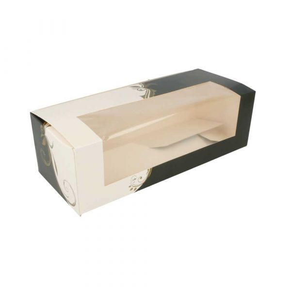 Garcia de pou CAJAS PASTELERÍA CON VENTANA 'THEPACK CLASSIC' 250 G/M2 26x11x8 CM BLANCO CARTÓN ONDULADO NANO-MICRO (300 UNID.)