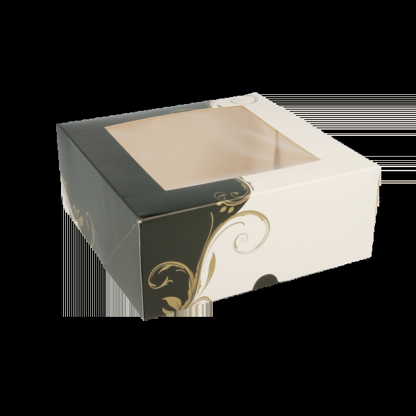 Garcia de pou CAJAS PASTELERÍA CON VENTANA 'THEPACK CLASSIC' 250 G/M2 18x18x7 5 CM BLANCO CARTÓN ONDULADO NANO-MICRO (200 UNID.)