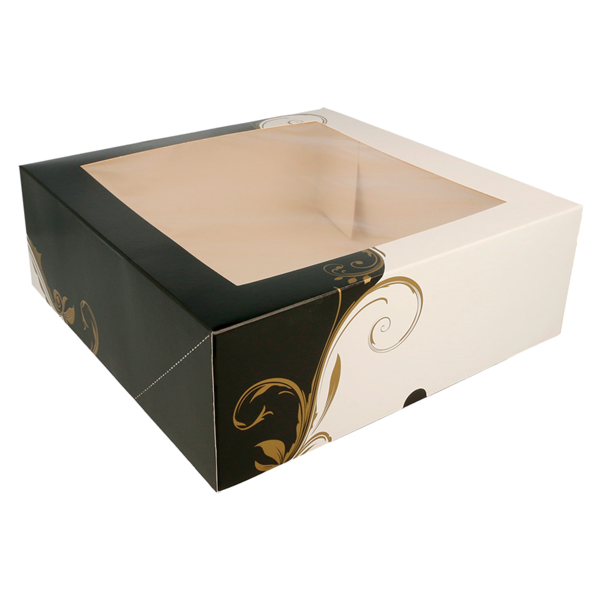 Garcia De Pou CAJAS PASTELERÍA CON VENTANA 'THEPACK CLASSIC' 250 G/M2 28x28x10 CM BLANCO CARTÓN ONDULADO NANO-MICRO (100 UNID.)