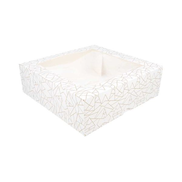 Garcia de pou CAJAS PASTELERÍA CON VENTANA 'THEPACK DECO' 250 G/M2 + OPP 23x23x7 5 CM BLANCO CARTÓN ONDULADO NANO-MICRO (50 UNID.)