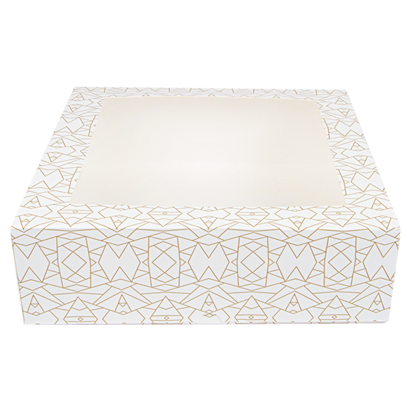 Garcia De Pou CAJAS PASTELERÍA CON VENTANA 'THEPACK DECO' 250 G/M2 + OPP 32x32x10 CM BLANCO CARTÓN ONDULADO NANO-MICRO (100 UNID.)