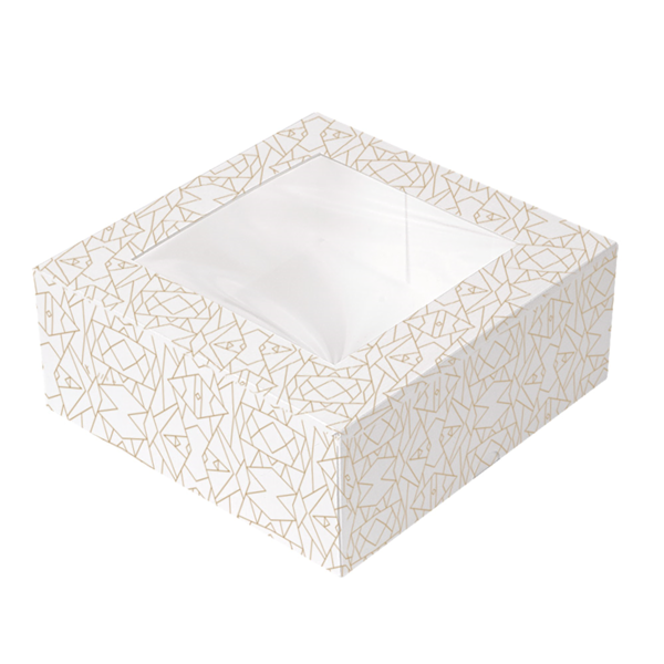 Garcia de pou CAJAS PASTELERÍA CON VENTANA 'THEPACK DECO' 250 G/M2 + OPP 16x16x8 CM BLANCO CARTÓN ONDULADO NANO-MICRO (50 UNID.)