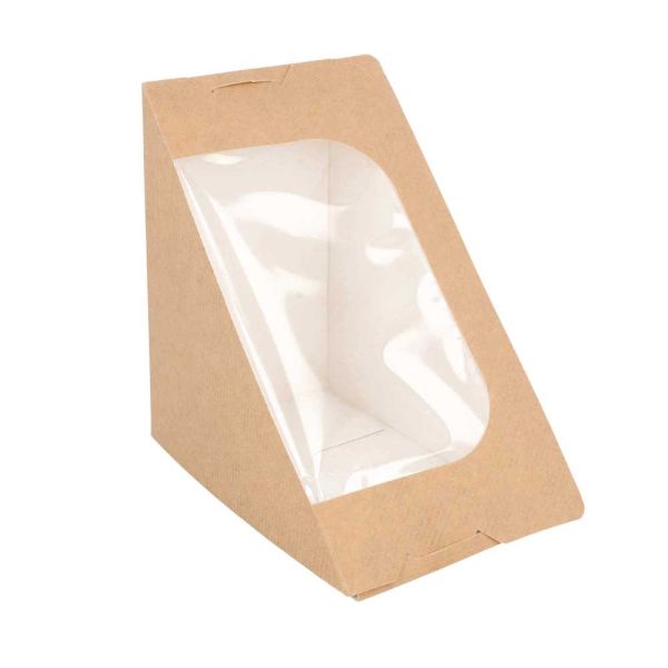 Garcia de pou CAJAS SÁNDWICH TRIANGULAR DOBLE + VENTANA AUTOADHESIVO 'THEPACK' 220 G/M2 + OPP 12 4x12 4x7 5 CM NATURAL CARTÓN ONDULADO NANO-MICRO (500 UNID.)