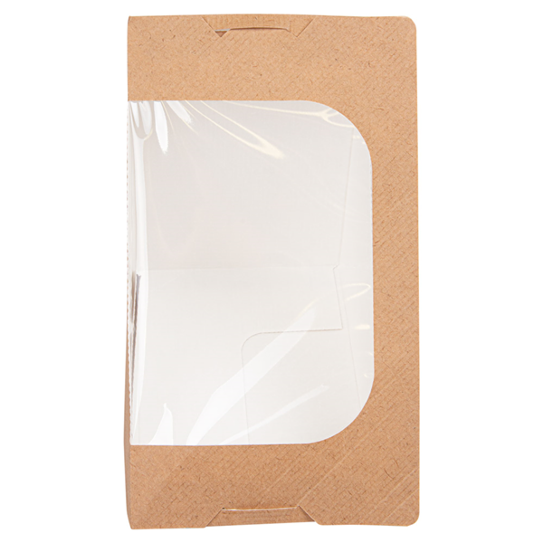 Garcia De Pou CAJAS SÁNDWICH TRIANGULAR TRIPLE + VENTANA AUTOADHESIVO 'THEPACK' 220 G/M2 + OPP 12 4x12 4x8 3 CM NATURAL CARTÓN ONDULADO NANO-MICRO (500 UNID.)